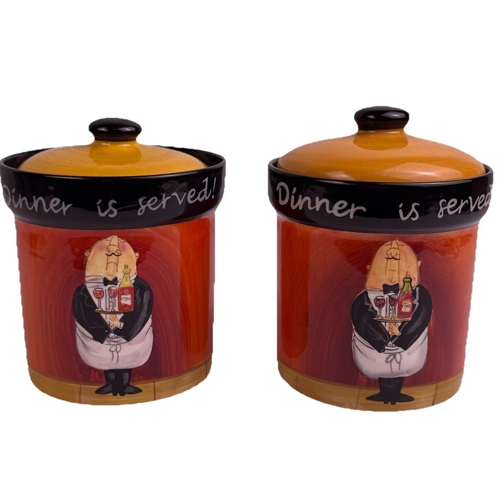 Certified International Dinner Is Served By Tracy Flickinger 2 Canisters & Lids